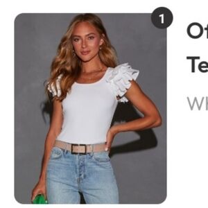 Vici Dolls Elegant Navy Ruffle Sleeve Top